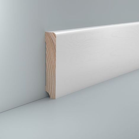 Sockelleiste Fußleiste weiß Holz lackiert Massivholz Kiefer 19x100