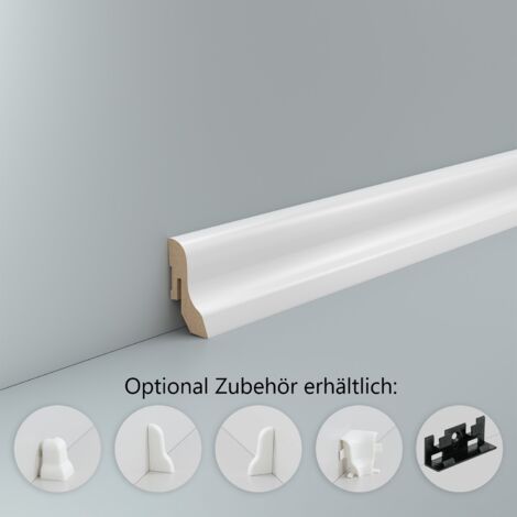 Sockelleiste Fußleiste weiß MDF foliert Fußbodenleiste 20x40mm Clip