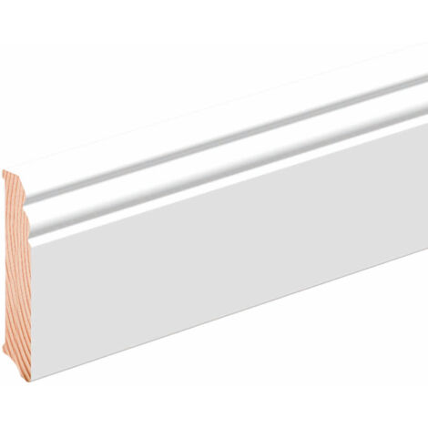 Sockelleiste L0138OC Kiefernholz Weiß beschichtet 16 x 96 x 2400 mm - Neuhofer