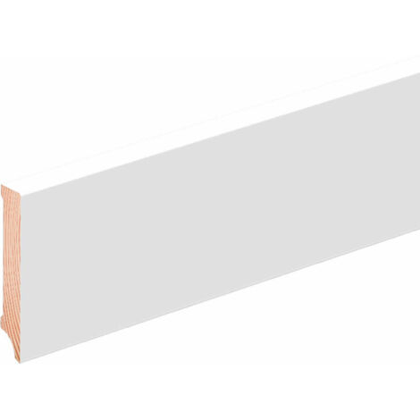 Sockelleiste L0162OC Kiefernholz Weiß beschichtet 16 x 80 x 2400 mm - Neuhofer