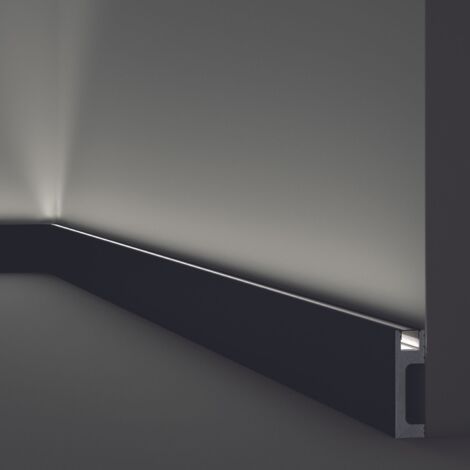 Sockelleiste NMC IL11 BLACK WALLSTYL Noel Marquet Zierleiste Stuckleiste Indirekte Beleuchtung bereits lackiert Modernes Design schwarz 2 m