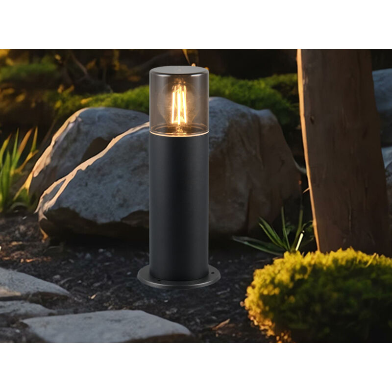 Trio Leuchten - Sockelleuchte Hoosic Aluminium In Schwarz/rauchfarbig, Höhe 30cm