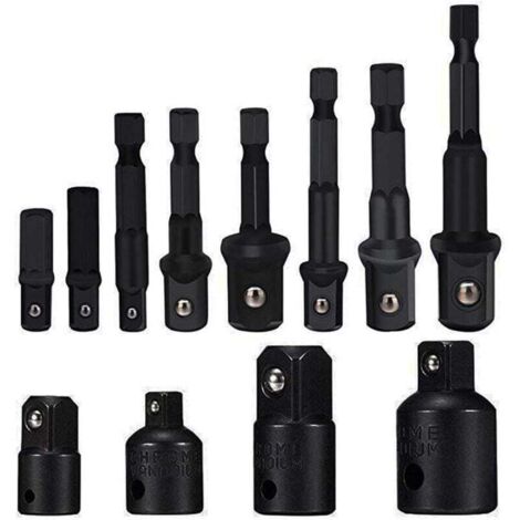 Socket Adaptor Converter Set Clé d'écrou de forets à queue hexagonale 8 pièces socket Extension Adaptateur Bit Set Lot de 4 Adaptateurs Réducteurs Pour Clés à Rochet/Clé à Douille-JUSCH