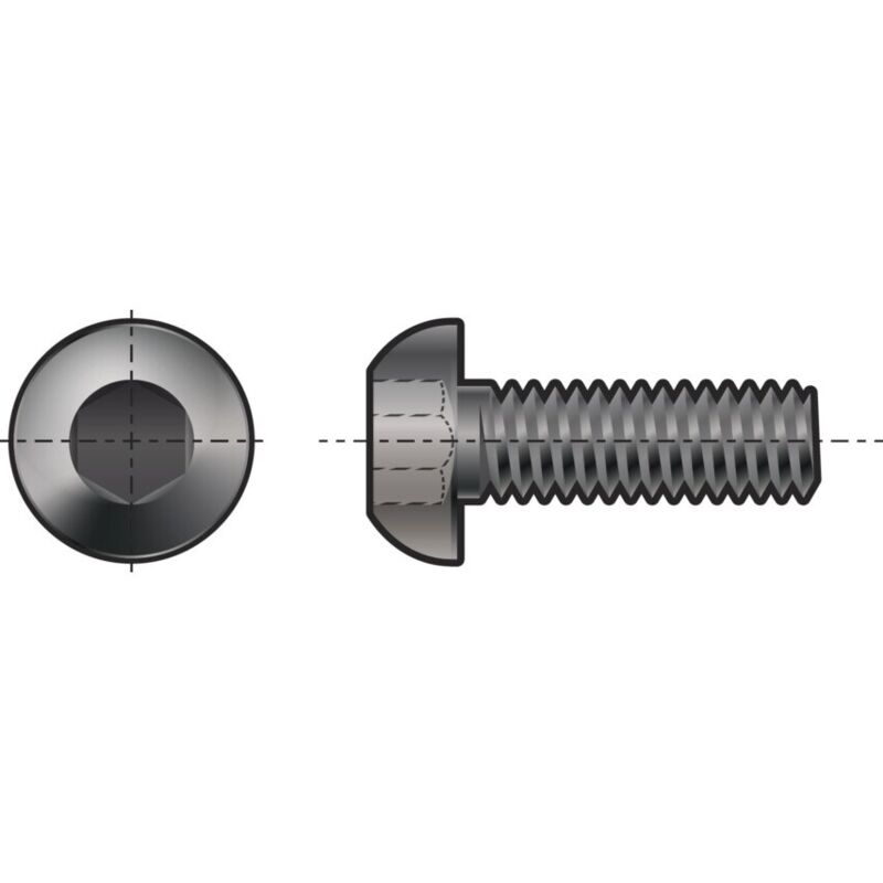 3/8 bsw x 1/2 Skt Button Head Screw (GR-10.9)- you get 25 - Qualfast