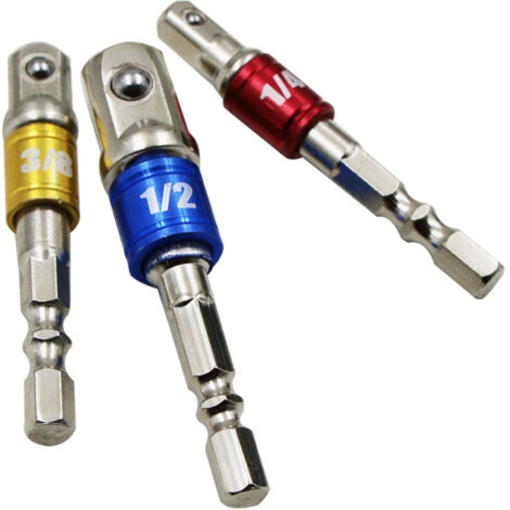 Socket Holder Adapter 1/4" 3/8" 1/2" Socket Holder Adapter for Impact Driver Socket Holder Adapter Impact Driver Socket Drill Driver Colorful Extension Set,silver