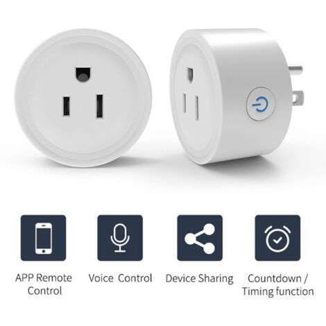 Socket intelligent - Prise wifi connectable directe 10A avec contrôle vocal et télécommande - Prise connectée mesurant intelligente ABS pour usage domestique durable
