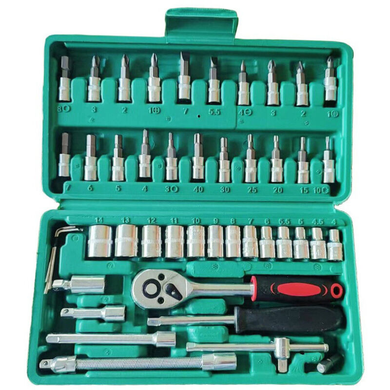 Socket Set 1/4'' – CHROMEmat – 46 Pieces for DIY, Auto Repair, Socket and Bit Set, Green