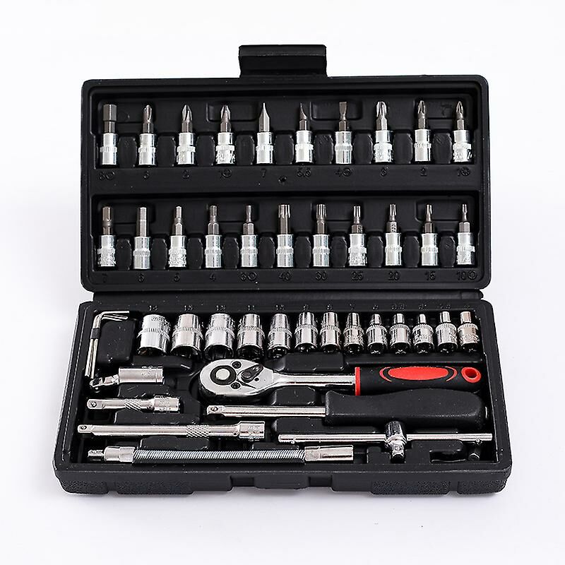 Socket set F6 ¼'' CHROMEmat, 46 pieces(black)