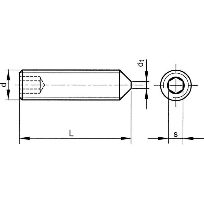 Qualfast - M8X12 Socket Set Screw - Cone Point (GR-45H) (14.9)- you get 25