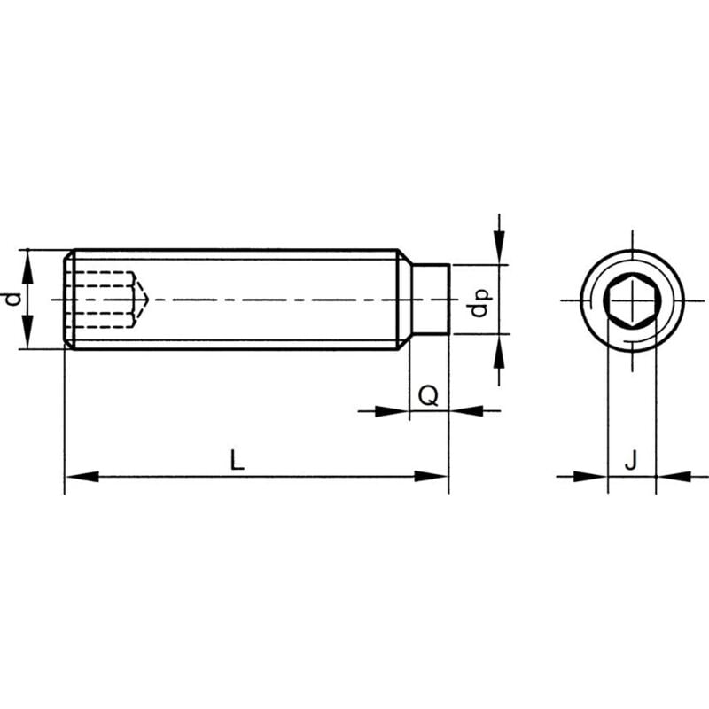 Qualfast - M5X16 Socket Set Screw - Dog Point (GR-45H) (14.9)- you get 25