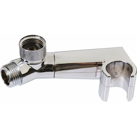 Socla – Support de douchette par-dessous en ABS chromé – Fixation mâle 1/2” – Compatible flexibles écrou conique – Installation facile