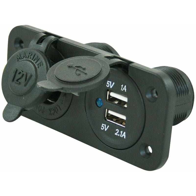 Socle prise 12 Volts et double prise USB HABA Pose - Encastrable