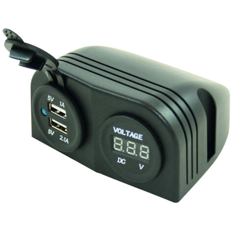 Socle 2 Prises Usb + Voltmètre En Saillie