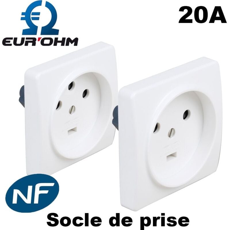 Eur Ohm - Socle de prise de courant 20A - 2P+T ou 3P+T à encastrer - type de socle - Socle 20A 2P+T à encastrer