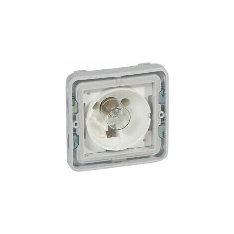 Socle étanche avec voyant Plexo composable IP55  gris et blanc