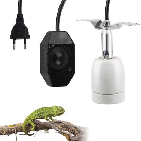 Socle chauffant pour tortue, chauffage pour reptiles, support rotatif à 360° pour douille (ampoule non incluse), intensité variable