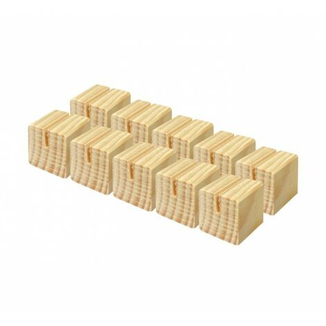 Socle cube en bois brut de dimensions 3,6 x 3,6 x 3,6 cm avec rainure inclinée - Lot de 10