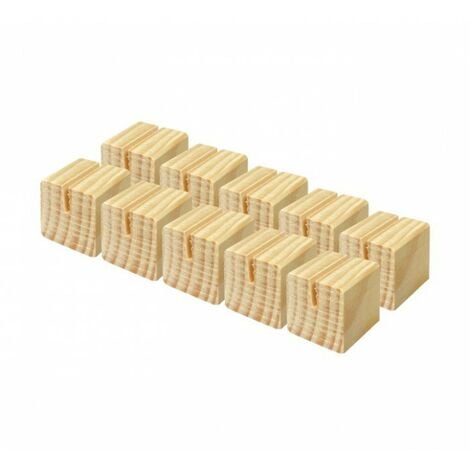 Socle cube en bois brut de dimensions 3,6 x 3,6 x 3,6 cm avec rainure inclinée - Lot de 10 - Brut