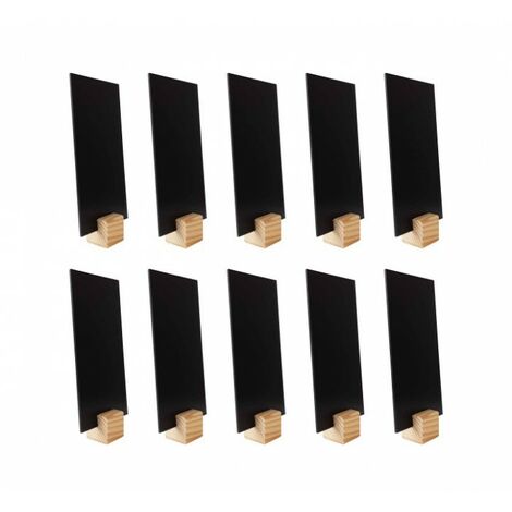 Socle cube en bois brut de dimensions 3,6x3,6x3,6 cm avec ardoise 20x10 cm inclinée - Lot de 10