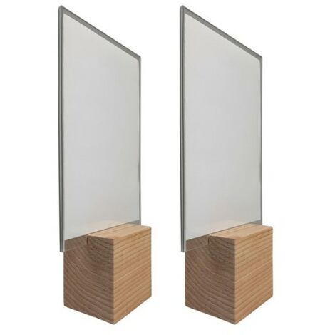 Socle cube en bois brut de dimensions 8 x 8 x 6,5 cm avec PLEXI format A5 - Lot de 2