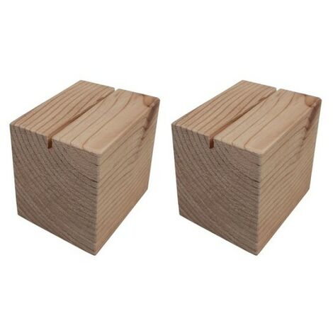 Socle cube en bois brut de dimensions 8 x 8 x 6,5 cm avec rainure - Lot de 2