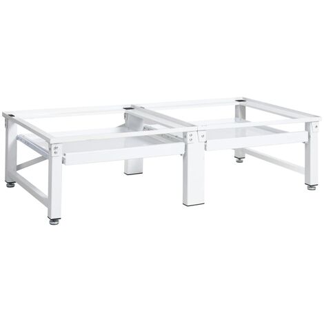 Socle de lave-linge et seche-linge et etagere coulissante Blanc