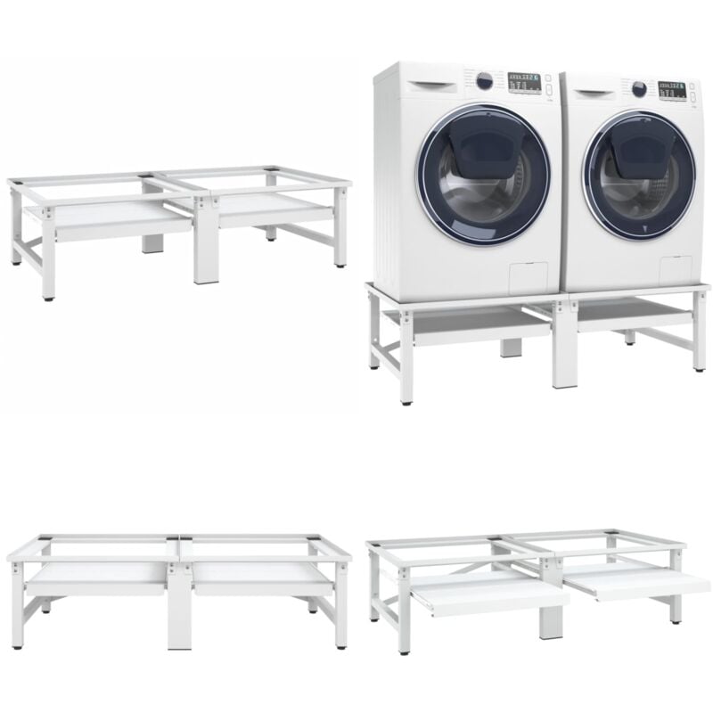 Vidaxl - Socle de lave-linge et sèche-linge et étagère coulissante Blanc - socle pour machine à laver - socles pour machine à laver - Home & Living