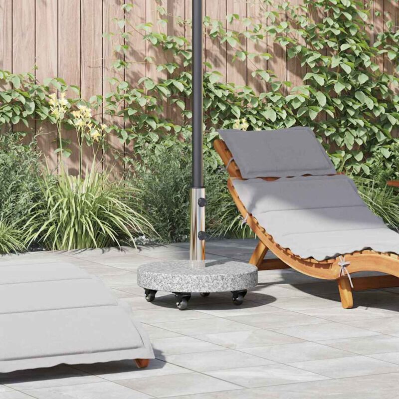 Vidaxl – Pied de parasol en granit gris 45 x 45 x 45 cm – Base solide avec roues verrouillables – Compatible avec parasols de 3,5 cm