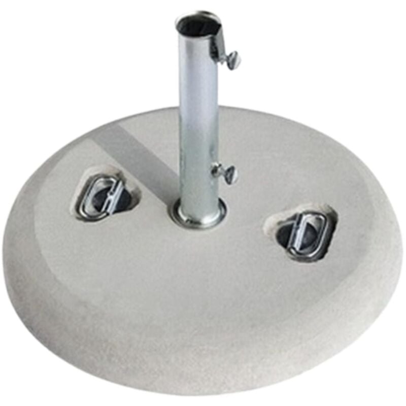 Socle de parasol rond en be'ton blanc de 35 kg fourni avec tube galvanise' de 5,2 cm et poigne'es