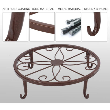 Socle de Pot de Fleurs Classique en Métal Artisanat Fer Rack Base pour Pots Design Pied de Chat Décor Maison Intérieur Extérieur en Fer Charge 40kg Dimensions 12x25cm