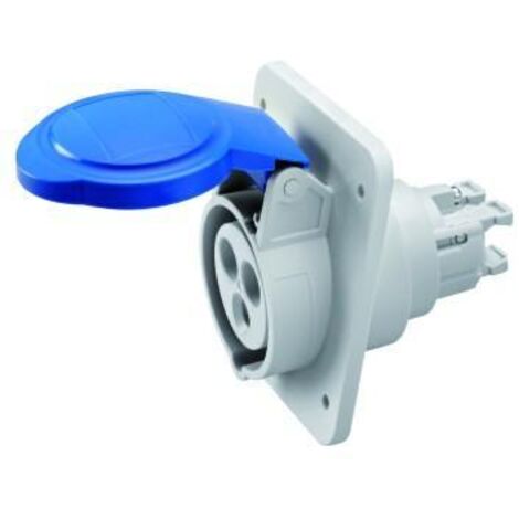 Socle de prise à encastrer 10° protégée bleu 2P+T 16A 230V
