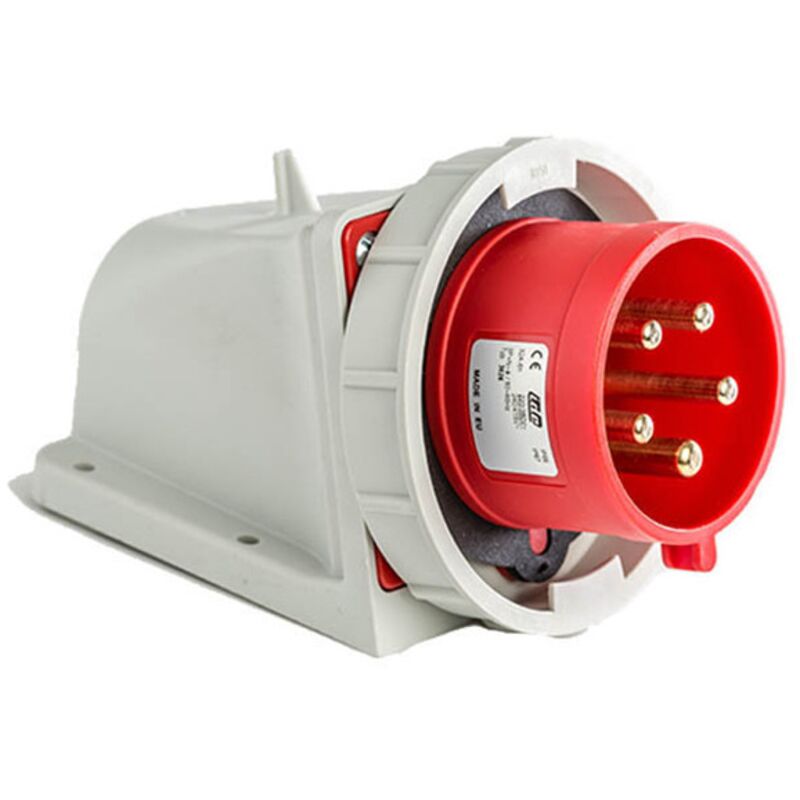Socle Male Triphasé 32a 3p+t 380v - 4 Broches - étanche Ip67- Livré Avec Bouchon D'étanchéité IDE