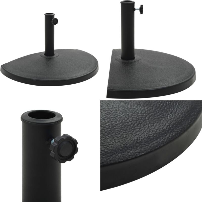 Socle demi-rond de parasol Polyrésine 15 kg Noir - socle de parasol - socles de parasol - Home & Living - Noir