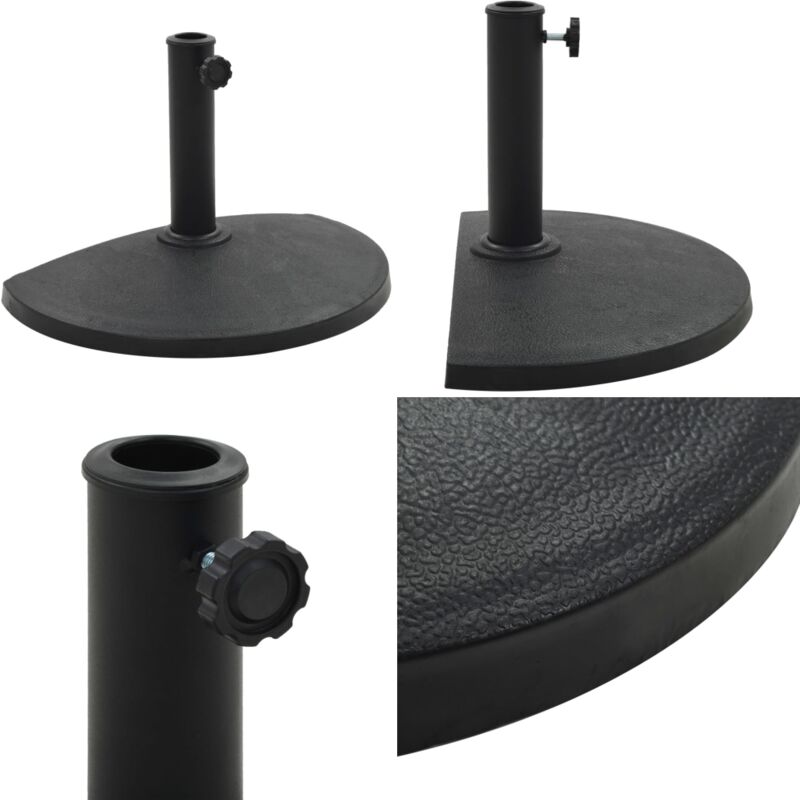 Socle demi-rond de parasol Polyrésine 9 kg Noir - socle de parasol - socles de parasol - Home & Living - Noir