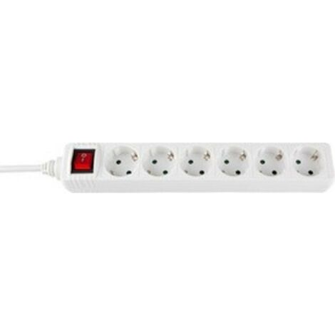 Socle électrique 6 prises Schuko + interrupteur + câble 1,5m Blanc 9636