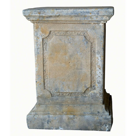 Socle en pierre 46x46x63cm – Résistant au gel – Décoration pour vase ou statue – Moulures et corniches élégantes – La Grande Prairie