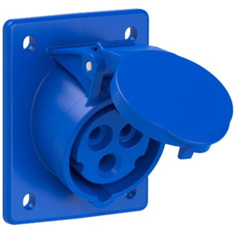 Socle industriel fond de cadre incliné 2P+T (16A 230V) IP44/IK09 7x8,5x8,5cm coloris bleu