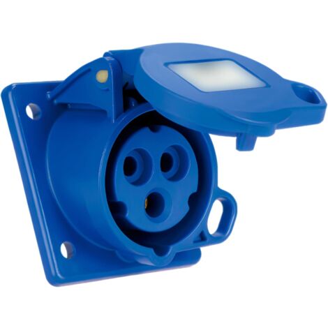 Socle industriel fond de cadre incliné 2P+T (32A 230V) IP44/IK09 8x9,7x10,2cm coloris bleu