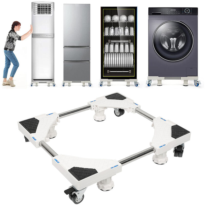 Skecten - Socle Lave Linge, 47cm-69cm Base de Machine à Laver Réglable Support Charge 150 kg Réduction du Bruit Effet avec pour Réfrigérateur/Machine