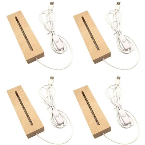 Socle lumineux rectangulaire en bois, LED pour acrylique, cristal, veilleuse ---