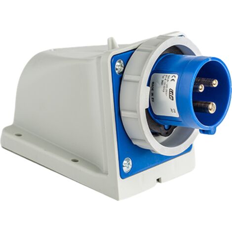 Socle mâle P17 en saillie 16A 2P+T – Étanchéité IP67 pour environnements humides – Bouchon d'étanchéité inclus – Compatible CEE