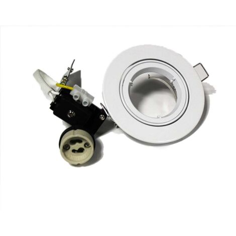 Socle pour LED GU10  blanc ou métal brossé  Couleur support: Blanc