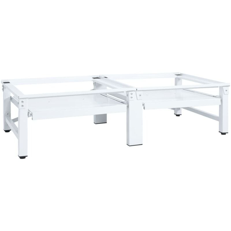 Vidaxl - Socle de lave-linge et sèche-linge et étagère coulissante Blanc