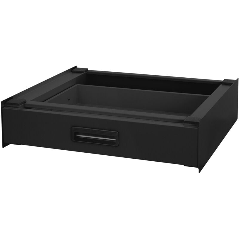 Ml-design - Socle pour Machine à Laver avec Tiroir Coulissant, Acier, Noir, 60,5x54 cm, Noir, Antidérapant, Support Base de Lave-Linge, Kit de