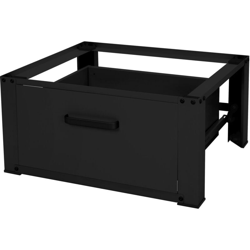 Ml-design - Socle pour Machine à Laver avec Tiroir Coulissant, Acier, Noir, 63x54 cm, jusqu'à 150 kg, Support Base de Lave-Linge, Sous-armoire,
