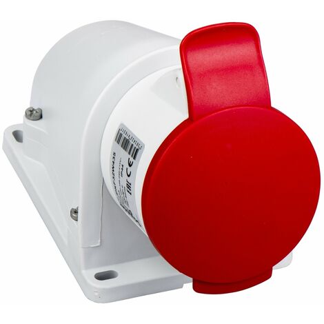 Socle prise BT saille inclinée, connexion vis, IP44, 32 A 3P+N+T 380-415 V