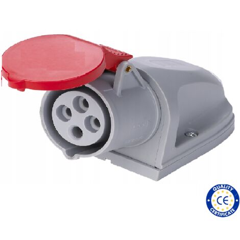 Socle prise murale femelle CEE 4x32A – Triphasé – Indice IP44 – Pour chantiers et applications haute puissance – Raccordement max 6 mm²