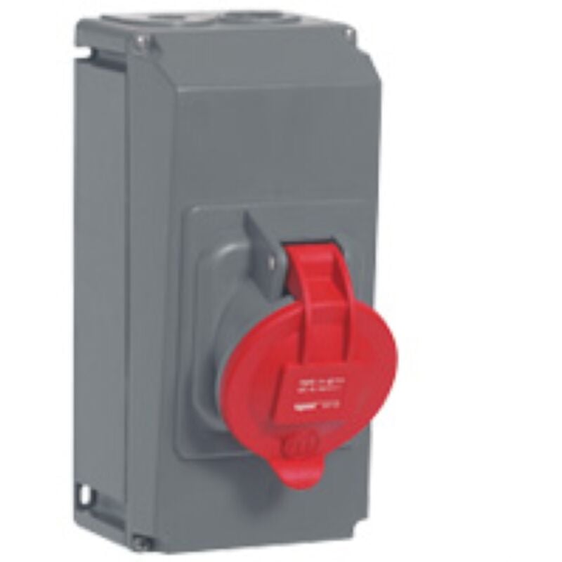 Prise saillie inclinée 63 ampères 3p+t ip44 rouge Legrand hypra 53723