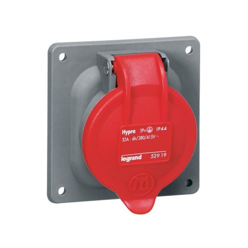 Prise à entraxes unifiés fixe Hypra IP44 32A - 380V à 415V - 3P+T - plastique Legrand
