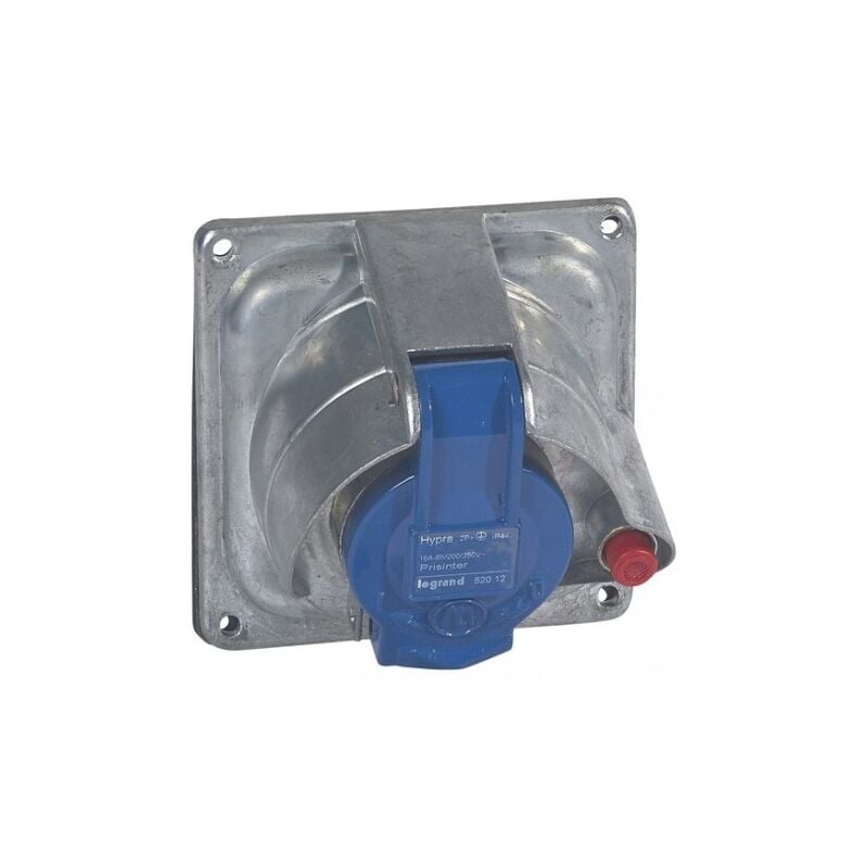 Prise socle 2P+T 16A 200-250V femelle metal clapet bleu prisinter pour tableau étanche IP44/55 hypra Legrand 052012
